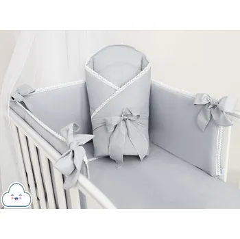 Postýlka s kompletní výbavou koronka šedá