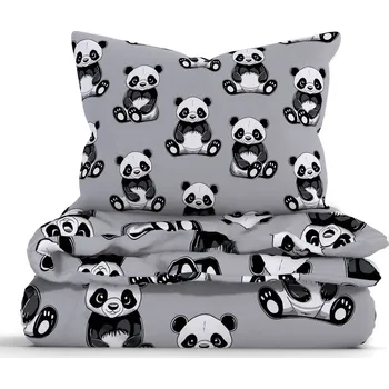 Povlečení MKLůžkoviny.cz Bavlněné povlečení renforcé Panda 100 x 135, 40 x 60 cm zipový uzávěr