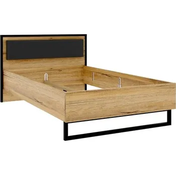 Postel Stylová postel s čalouněným čelem do ložnice Oriental Tree - Forte Dub Bartex / Černý mat 132,6x92,2 cm