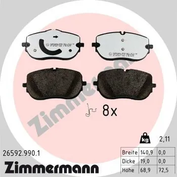 Brzdová destička Sada brzdových destiček, kotoučová brzda ZIMMERMANN 26592.990.1