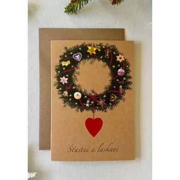 Be Nice EKO vánoční přání 12 x 17 cm Šťastné a laskavé pohádkový věnec