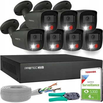 Bezpečnostní kamera Sada monitoringu 8 IP kamer PoE, barevný obraz, detekce osob, 5 Mpx, HDD grafit