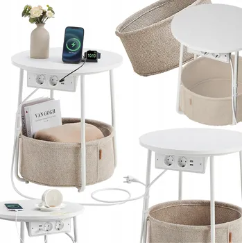 Konferenční stolek Konferenční stolek Songmics kulatý 45 x 45 x 50 cm bílý