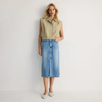 Dámská sukně Reserved - Džínová midi sukně - modrá - 746BR-50J - 746BR-50J-S