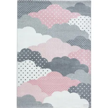 Koberec Koberec pro děti MRAKY NA NEBI Šedo-Růžový BAMBINO 80x150 cm