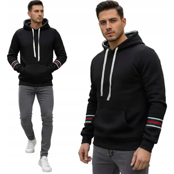 Pánská mikina Pánská mikina s kapucí černá sportovní volnočasová BX5940 - XXL