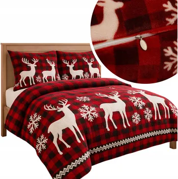 Povlečení Zimní plyšové Povlečení 220x200 + 2x 70x80 fleece s plyšovým medvídkem PL