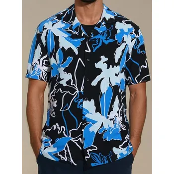 Pánská móda Sinsay - Viskózová košile s&nbsp;krátkými rukávy - černá - 9934S-99X - 9934S-99X-XXL