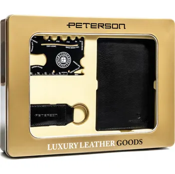 Peněženka Peterson pánská peněženka z pravé kůže černá - muž