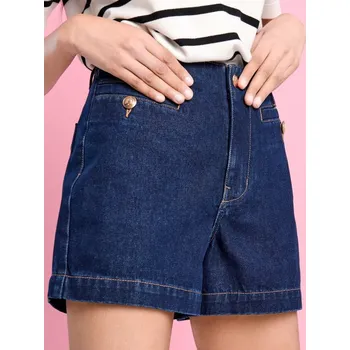 Dámská móda Sinsay - Džínové kraťasy high waist - námořnická modrá - ZB202-59J - ZB202-59J-32-1