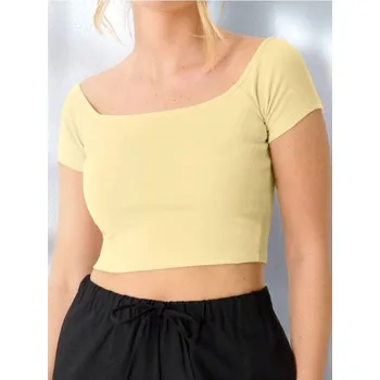 Dámské tričko Sinsay - Crop top - žlutá - 765BB-10X - 765BB-10X-XS