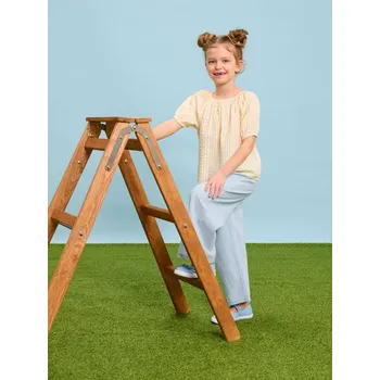 Dívčí oblečení Sinsay - Tričko s krátkým rukávem a ozdobným výstřihem - žlutá - 886DH-11X - 886DH-11X-128