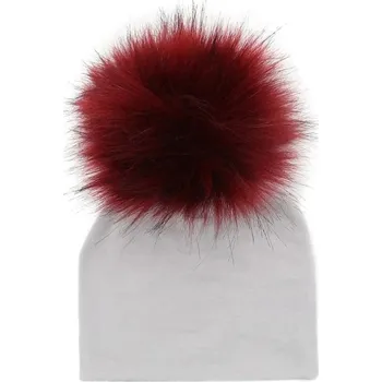 Čepice Dětská zimní čepice s bambulí J3026 vínová S