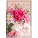 Ditipo Blahopřání - K VÝROČÍ 80tiny (růžové květiny) 6890564