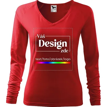 Dámské tričko FOTODÁRKY: Foto-tričko ČERVENÉ dámské V, dlouhý rukáv - M m080067