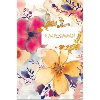 Ditipo Blahopřání L - K NAROZENINÁM (akvarelové květy) 6890338