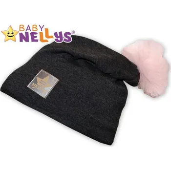Kojenecká čepice Bavlněná čepička Tutu květinka Baby Nellys ® - grafit, 48-52, 2-8let