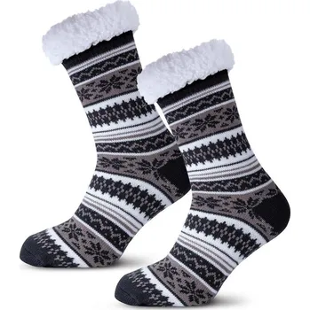 Pánské ponožky decoDoma Ponožky na spaní Zimní vločky 5643102 hnědé 41-45