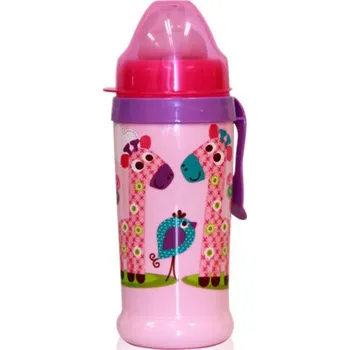 Kojenecká láhev Netekoucí láhev Lorelli s pítkem 360 ML, klip ZOO PINK