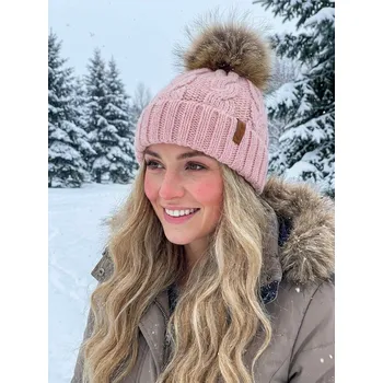 Čepice Dámská čepice s bambulí Octawia - růžová, VELIKOST UNI