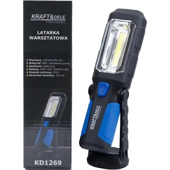 Světlovod Kraft&Dele KD1269, LED pracovní svítilna 350 lm | ABS, magnet, otočný hák 360°, bateriová
