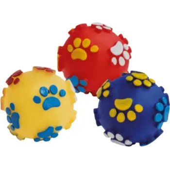 Hračka pro psa Míč s tlapkou pískací 9 cm