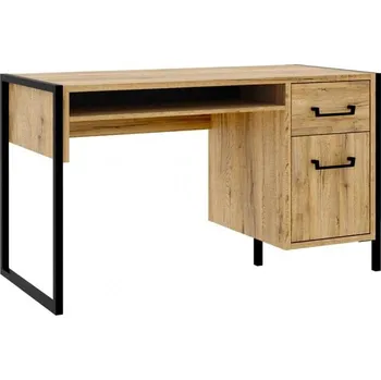 Psací stůl Funkční psací stůl se zásuvkou a skříňkou do kanceláře Oriental Tree - Forte Dub Bartex / Černá / Dub Bartex 129,4x74,7 cm
