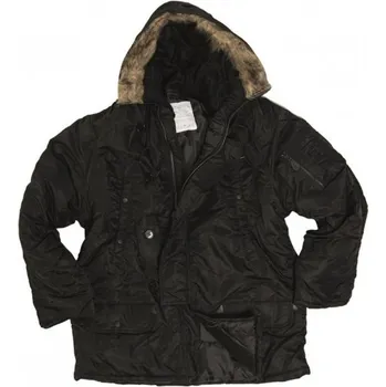 Pánská móda Bunda US pilotní N-3B BASIC dlouhá ČERNÁ, velikost S