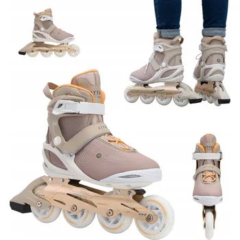 Kolečkové brusle Dámské Kolečkové Brusle ATTABO Luna fitness béžové 40 s hliníkovou lištou a odolností