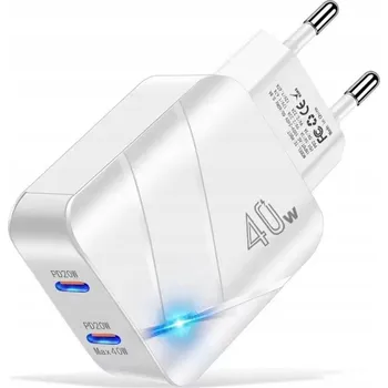 RYCHLÁ SÍŤOVÁ NABÍJEČKA ADAPTÉR KOSTKA 2x USB-C 40W 3000mA UNIVERZÁLNÍ