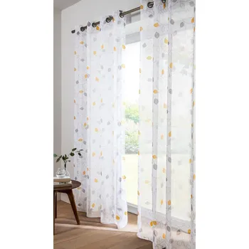Záclona Blancheporte Voálový závěs s potiskem listů žlutá 140x145 cm