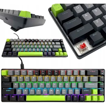 Klávesnice MECHANICKÁ KLÁVESNICE drátová USB-C RGB podsvícená tichá RED spínače 60%