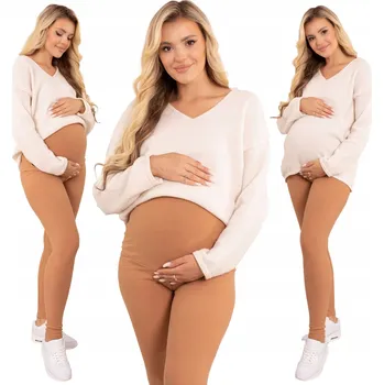 Dámské legíny Formommy těhotenské legíny dlouhé bavlna béžové velikost 4XL