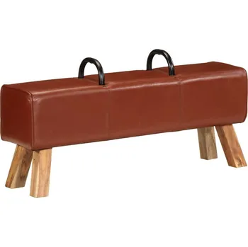 Otoman vidaXL Lavice gymnastický kůň hnědá 110 cm pravá kůže [356379]