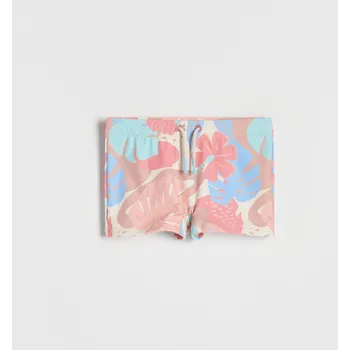 Reserved - Koupací kraťasy s tropickým vzorem - krémová - 2656U-01X - 2656U-01X-U86