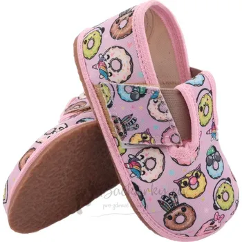 Chlapecké bačkory PEGRES barefoot papuče BF01 Donut ružová - vel. 20