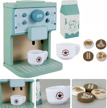 Dřevěná hračka 8dílná dřevěná sada pro kávovar. Kávovar