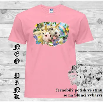 Pánské tričko panske-bavlnene_tricko_uv_potisk_jednorozec Barva: Pink neo - matně růžová, velikost: XXL