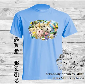 Pánské tričko panske-bavlnene_tricko_uv_potisk_jednorozec Barva: Sky blue - nebesky modrá, velikost: 3XL