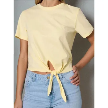 Sinsay - Tričko zavazované v pase - yellow jeans - 750IN-11J - 750IN-11J-L