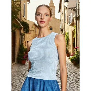 Oblečení a móda Sinsay - Pleteninový top - modrá - 760CZ-05J - 760CZ-05J-L