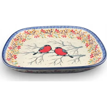 Talíř Mísa na obalování, servírovací talíř UNIKÁT Červenka (Gile czerwone) U4908 Bolesławiec