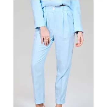 Dámská móda Sinsay - Kalhoty s&nbsp;nažehlenými puky - modrá - 097EP-05X - 097EP-05X-XS