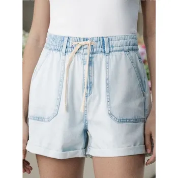 Dámská móda Sinsay - Džínové paperbag šortky - modrá - 725DB-05J - 725DB-05J-34