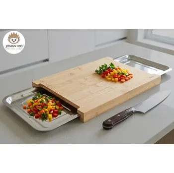 Kuchyňské prkénko BAMBUSOVÉ PRKÉNKO S VÝSUVNÝMI ZÁSUVKAMI A UNIKÁTNÍM OSOBNÍM GRAVÍROVÁNÍM