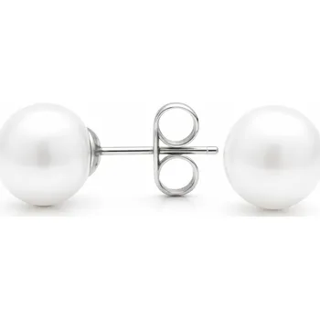 Náušnice Stříbrné perlové náušnice – malé pecky z pravých říčních perel - Bílá