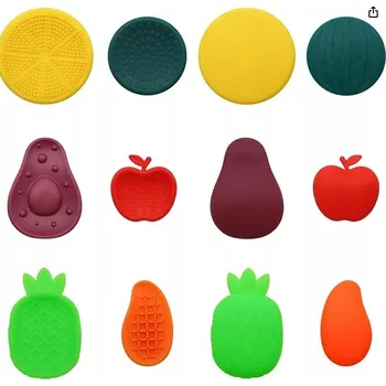 Hračka pro nejmenší 12 kusů Senzorické hračky Fidget Toys, senzorické kameny ve tvaru ovoce, silikonové