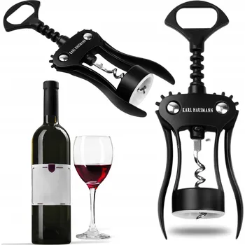 Otvírák VÝVRTKA OTVÍRÁK na VÍNO LAHVÍ TĚŽKÁ MASIVNÍ ČERNÁ OCEL 18/0