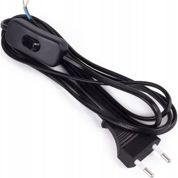 Napájecí kabel Kabel s vypínačem ČERNÝ přívodní kabel se zástrčkou 2m ČERNÝ klasický