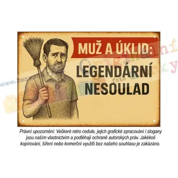 Plechová cedule cedule - muž v domácnosti 4 - Plast / A5 ( 20x15cm)